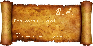 Boskovitz Antal névjegykártya